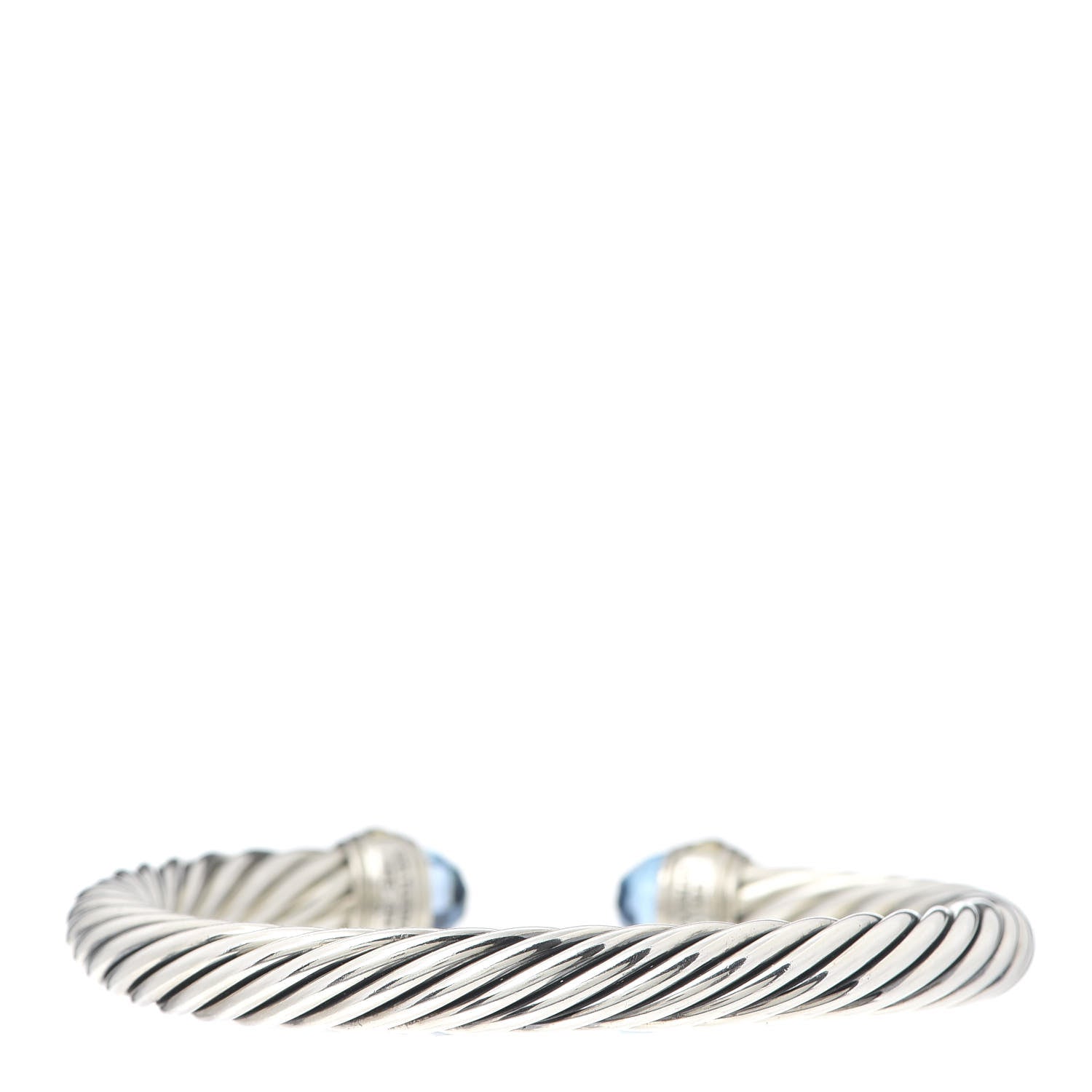David Yurman Sterling Silver 14K Yellow Gold Blue Topaz 7mm Cable Classics Bracelet 3 of 5