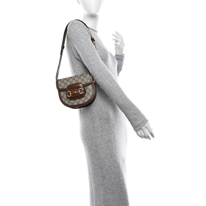 Gucci GG Supreme Monogram Mini Horsebit 1955 Rounded Shoulder Bag Beige Brown Sugar 2 of 9