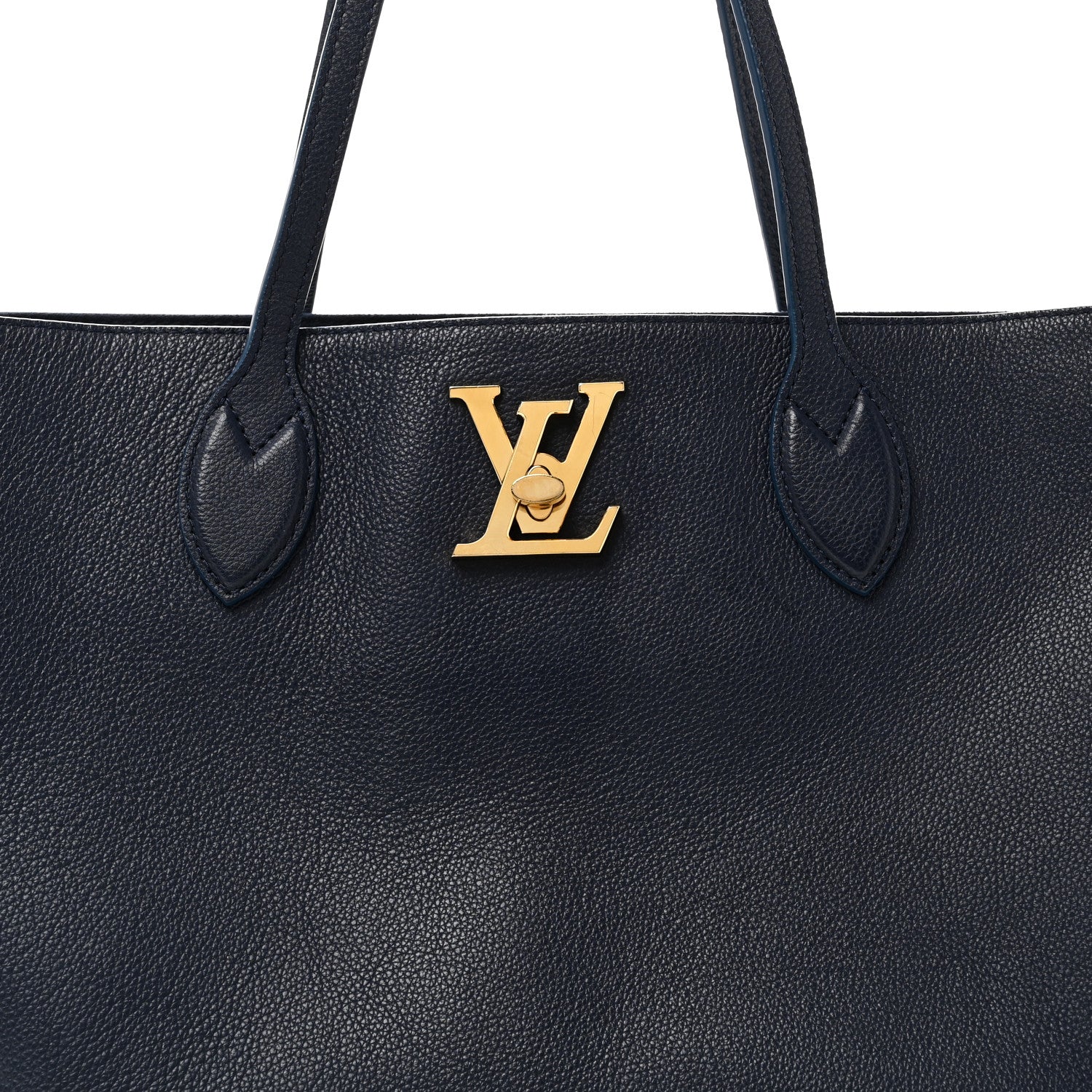 Louis Vuitton Grained Calfskin Lockme Shopper Navy 7 of 9