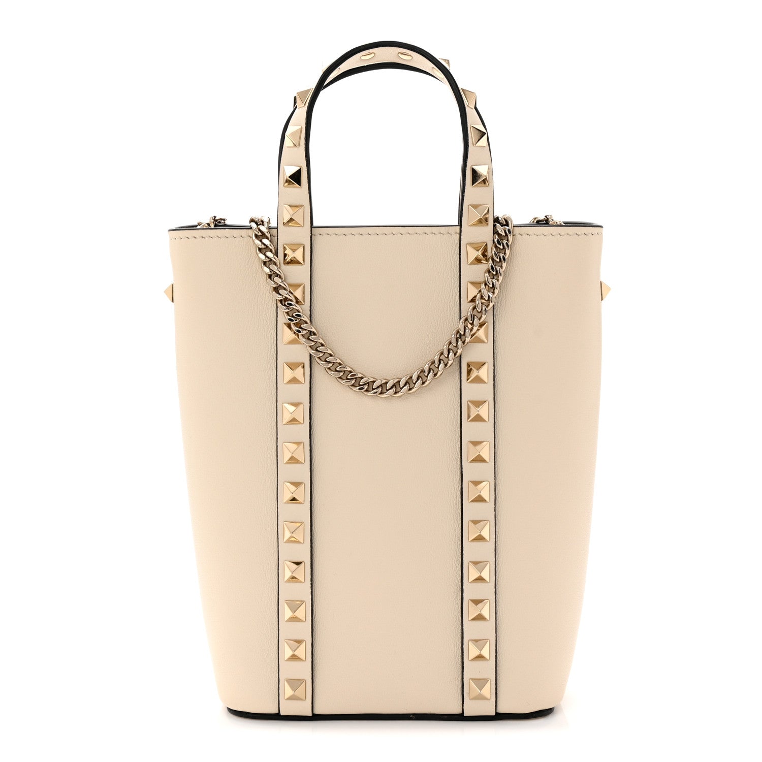 Valentino Garavani Pebbled Calfskin Rockstud North South Crossbody Bag Light Ivory 1 of 9