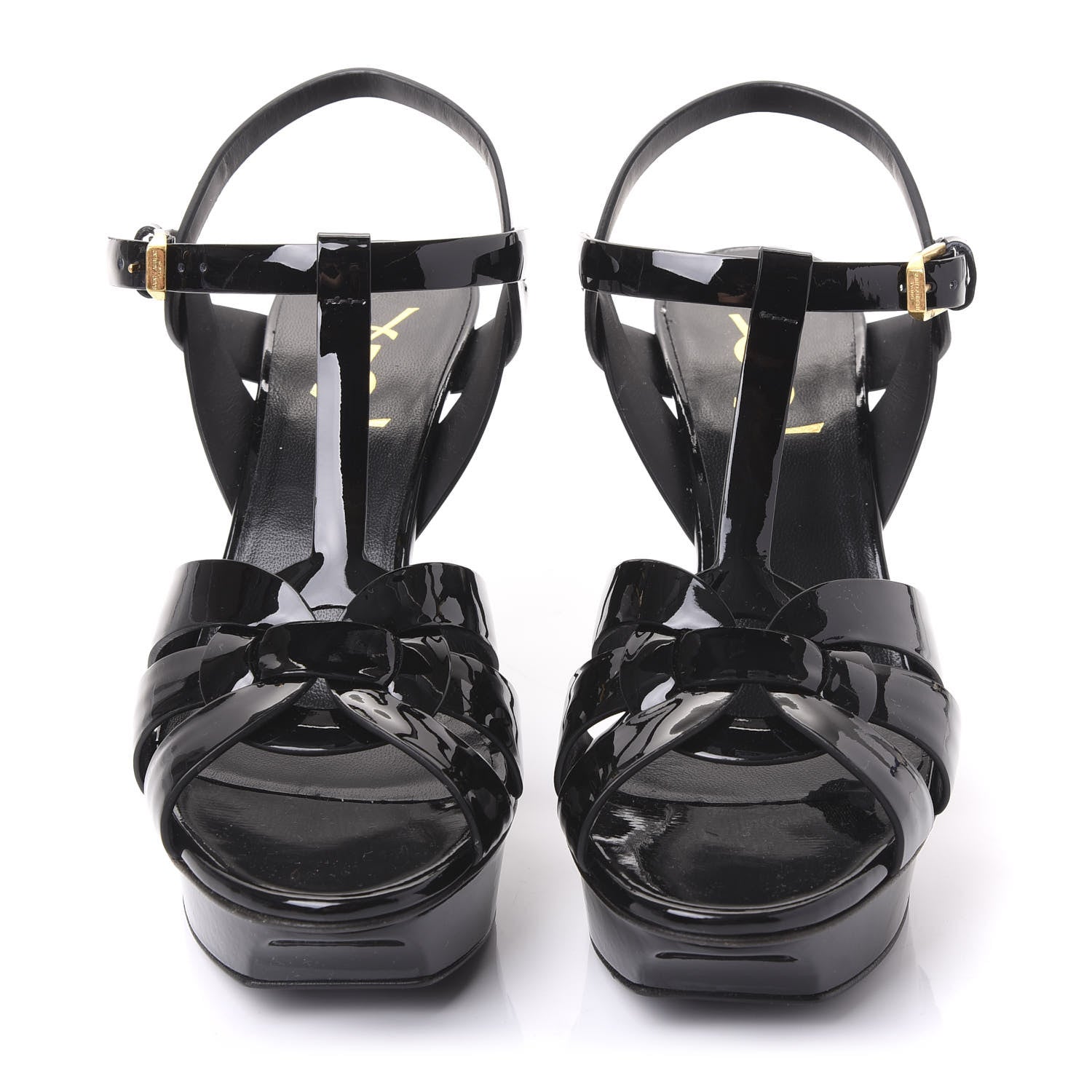 Saint Laurent Patent Tribute 75 Platform Sandals 38.5 Black 2 of 8