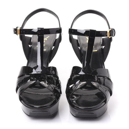 Saint Laurent Patent Tribute 75 Platform Sandals 38.5 Black 2 of 8