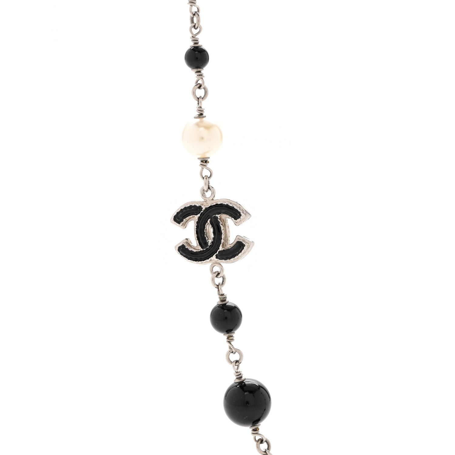 Chanel Pearl Bead Enamel CC Baroque Long Necklace Black Gold 4 of 6