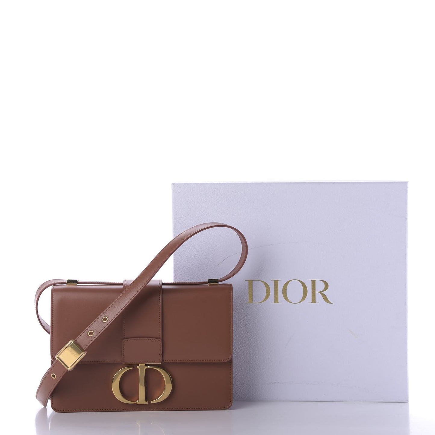 Calfskin 30 Montaigne Flap Bag Dark Tan