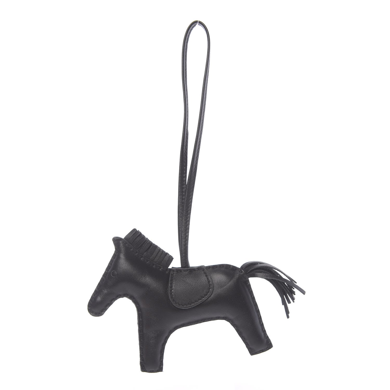 Hermes Milo Lambskin Grigri Rodeo Horse Bag Charm MM So Black 1 of 5