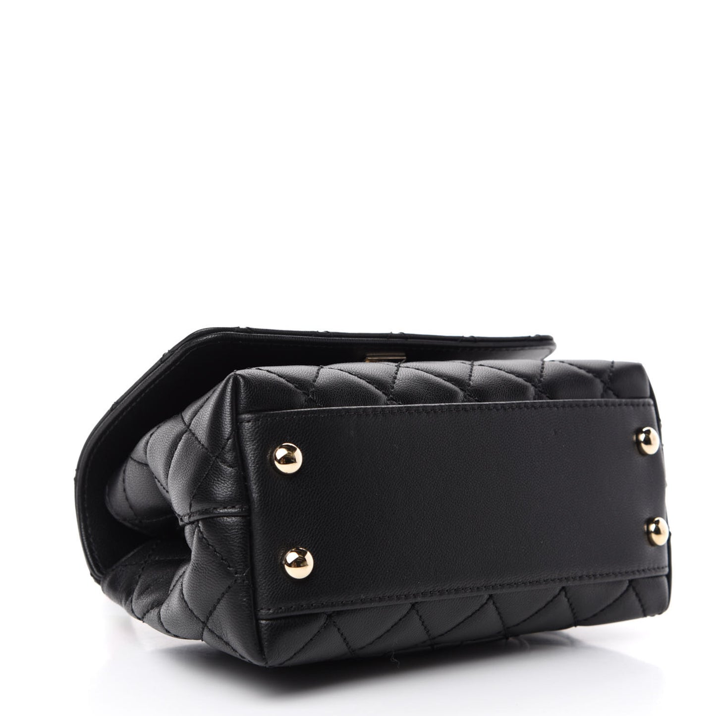 Goatskin Quilted Rainbow Extra Mini Coco Handle Flap Black