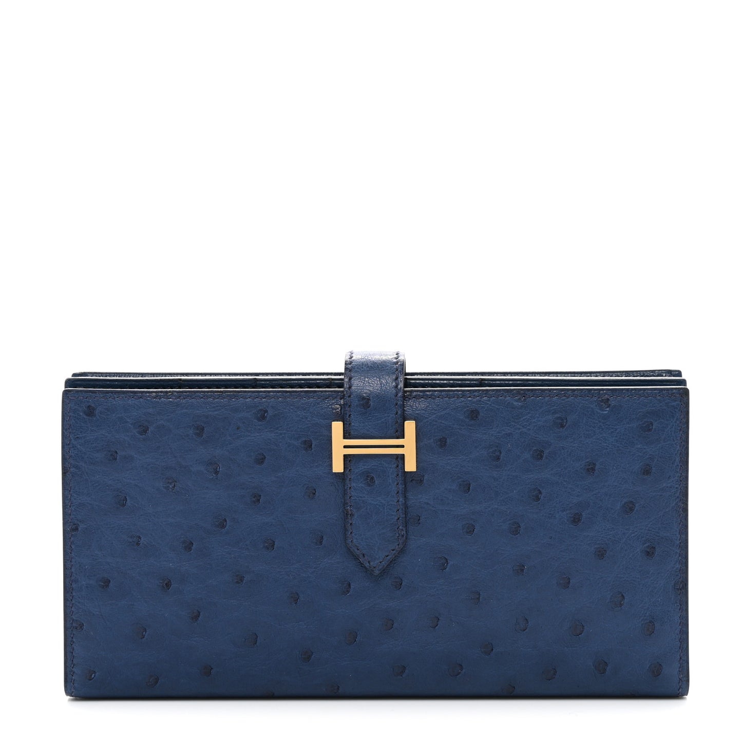 Ostrich Bearn Wallet Bleu Indigo