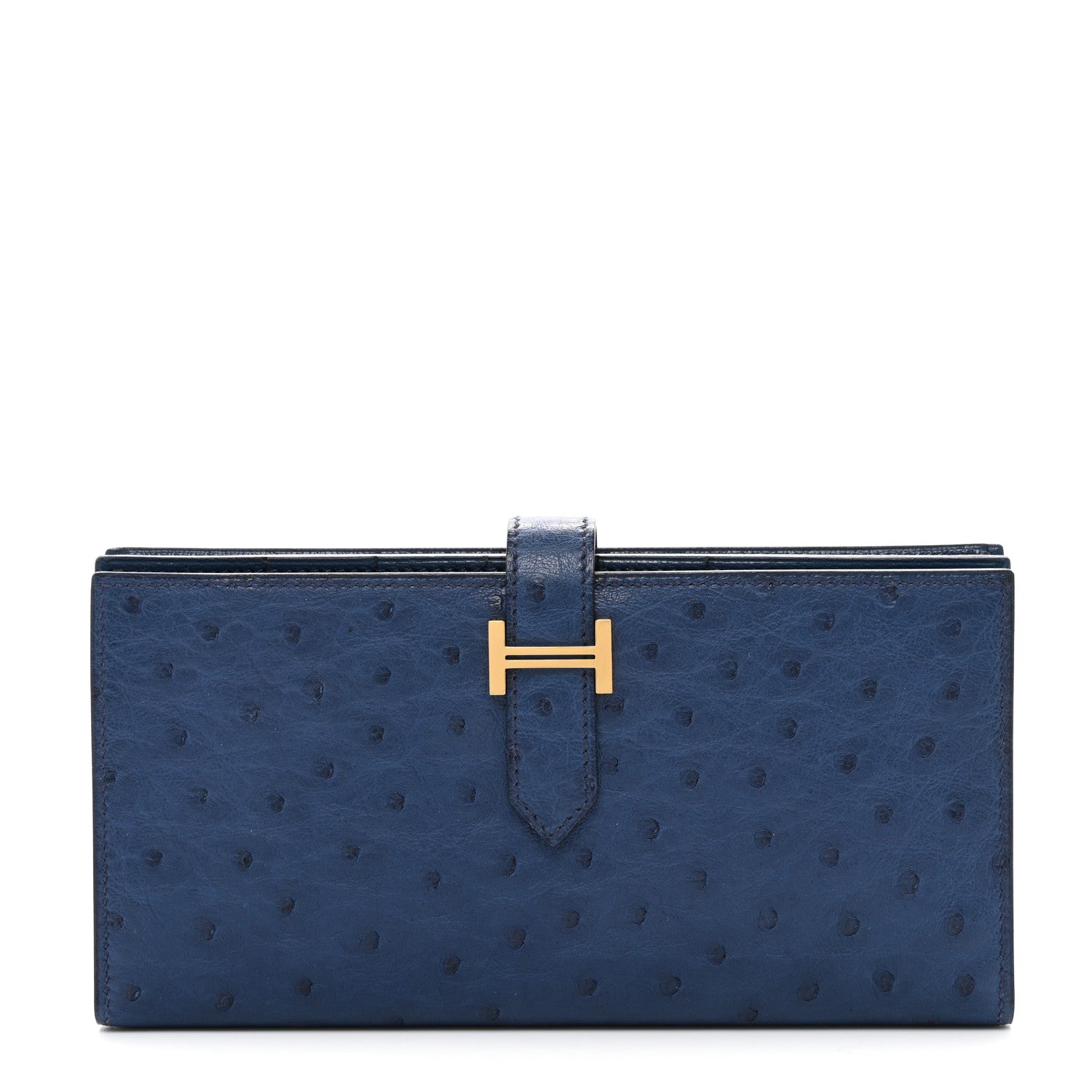 Hermes Ostrich Bearn Wallet Bleu Indigo 1 of 9