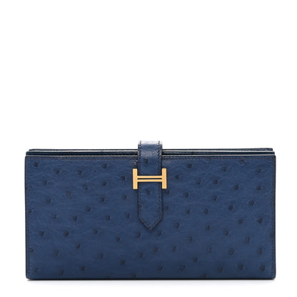 Hermes Ostrich Bearn Wallet Bleu Indigo 1 of 9