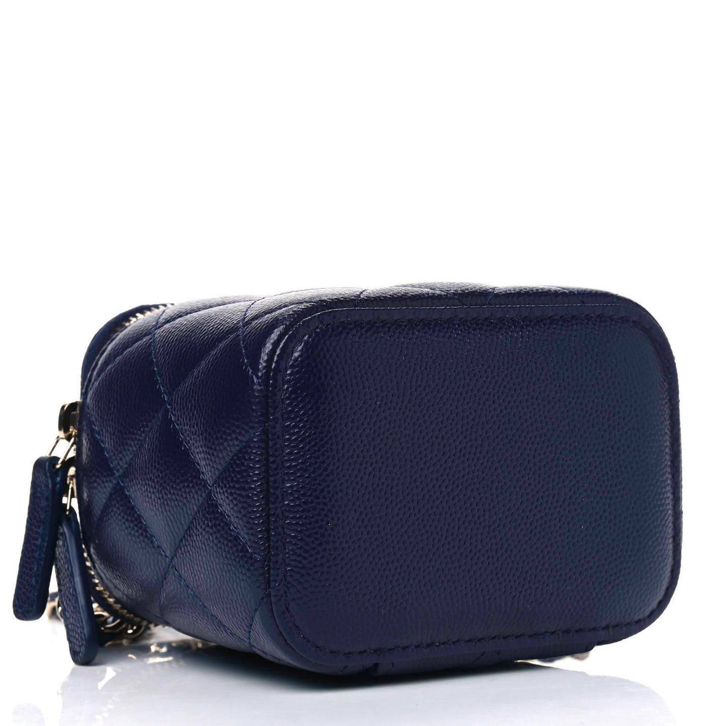 Caviar Quilted Mini Vanity Case With Chain Navy Blue
