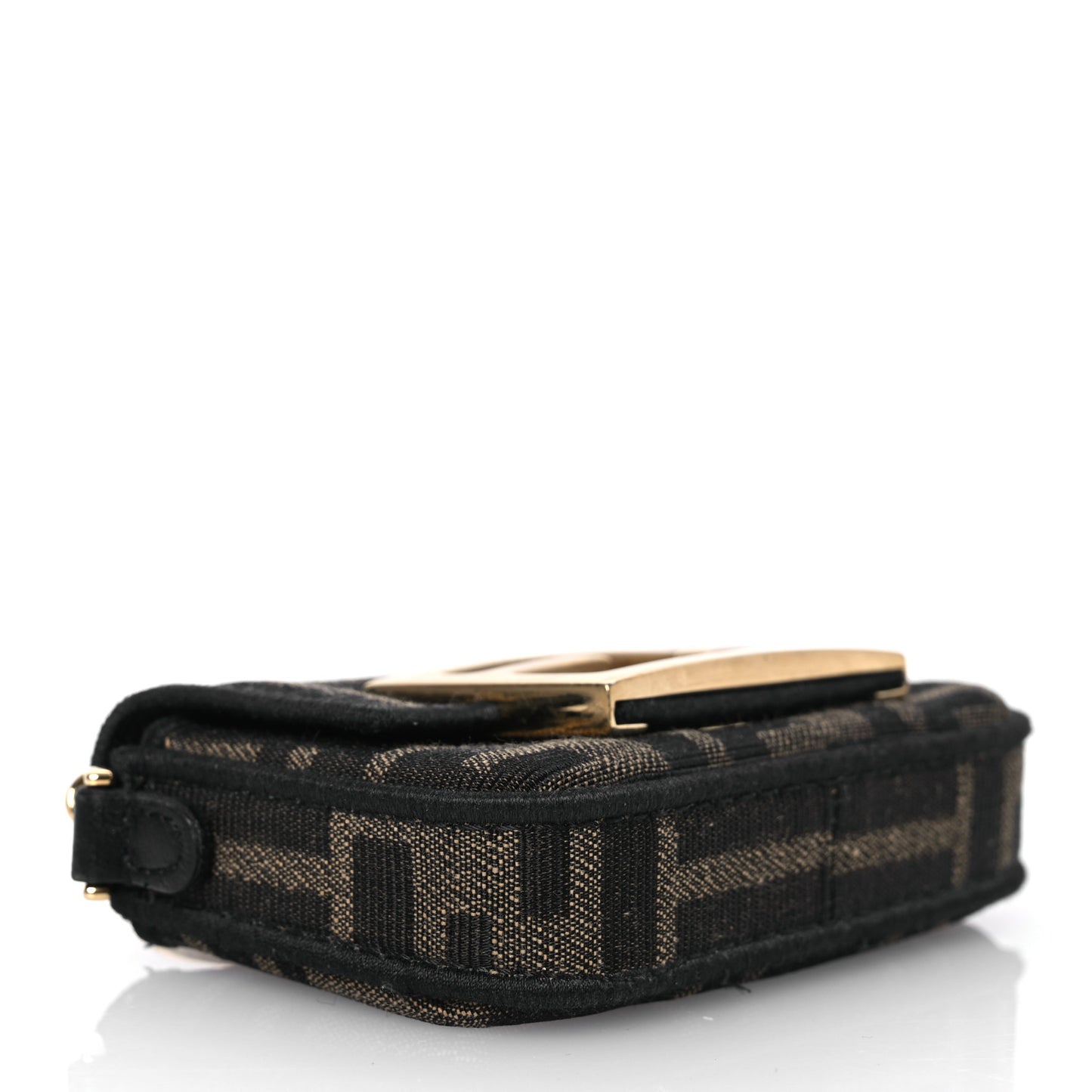 Fabric Jacquard FF 1974 Nano Maxi Buckle Baguette Charm Tobacco Moro Black