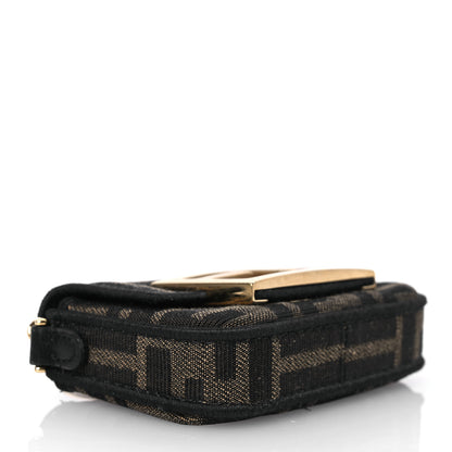 Fendi Fabric Jacquard FF 1974 Nano Maxi Buckle Baguette Charm Tobacco Moro Black 4 of 16