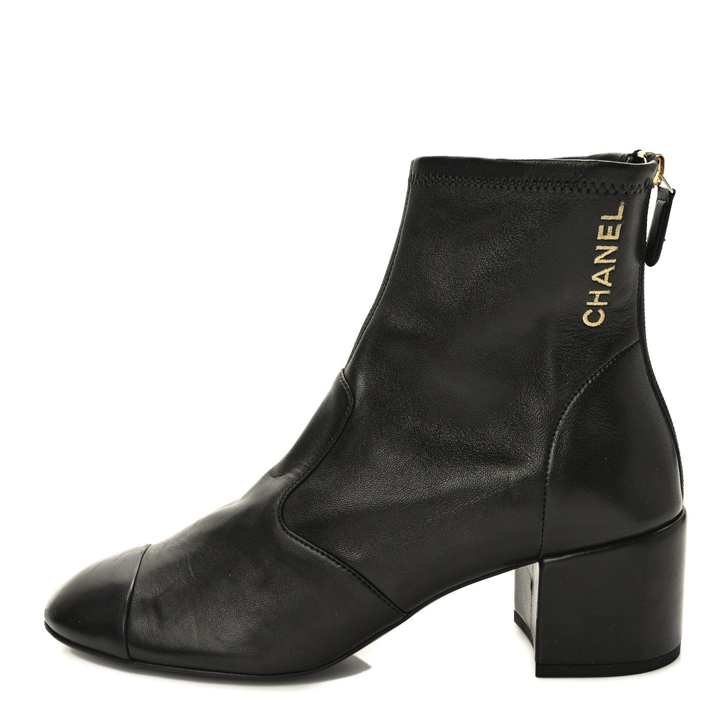 Chanel Lambskin Logo Ankle Boots 39.5 Black 1 of 8