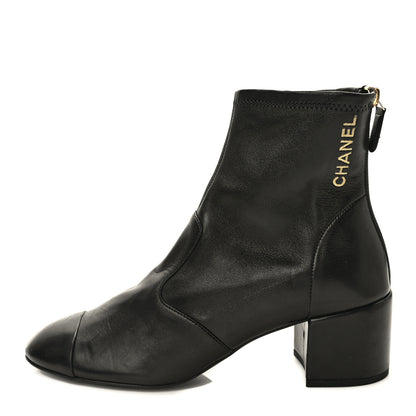Chanel Lambskin Logo Ankle Boots 39.5 Black 1 of 8