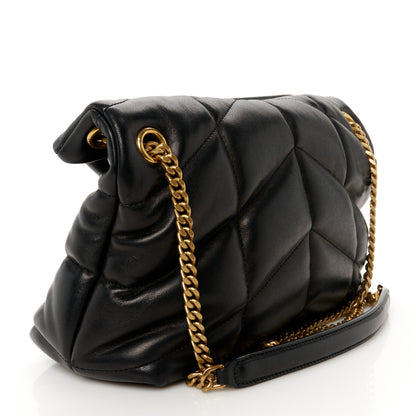 Saint Laurent Lambskin Quilted Small Loulou Puffer Monogram Chain Satchel Black 3 of 11