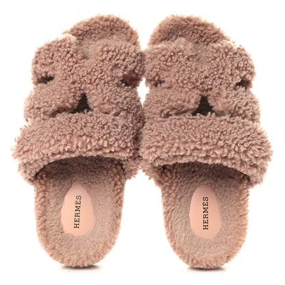 Hermes Woolskin Womens Chypre Sandals 40 Bois De Santal 2 of 9