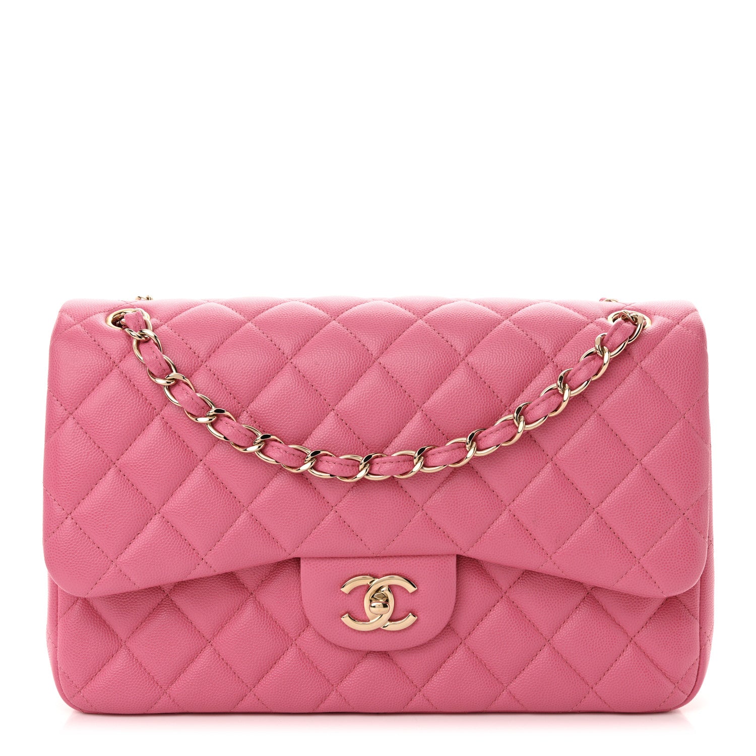Chanel Caviar Quilted Jumbo Double Flap Pink 1 of 12