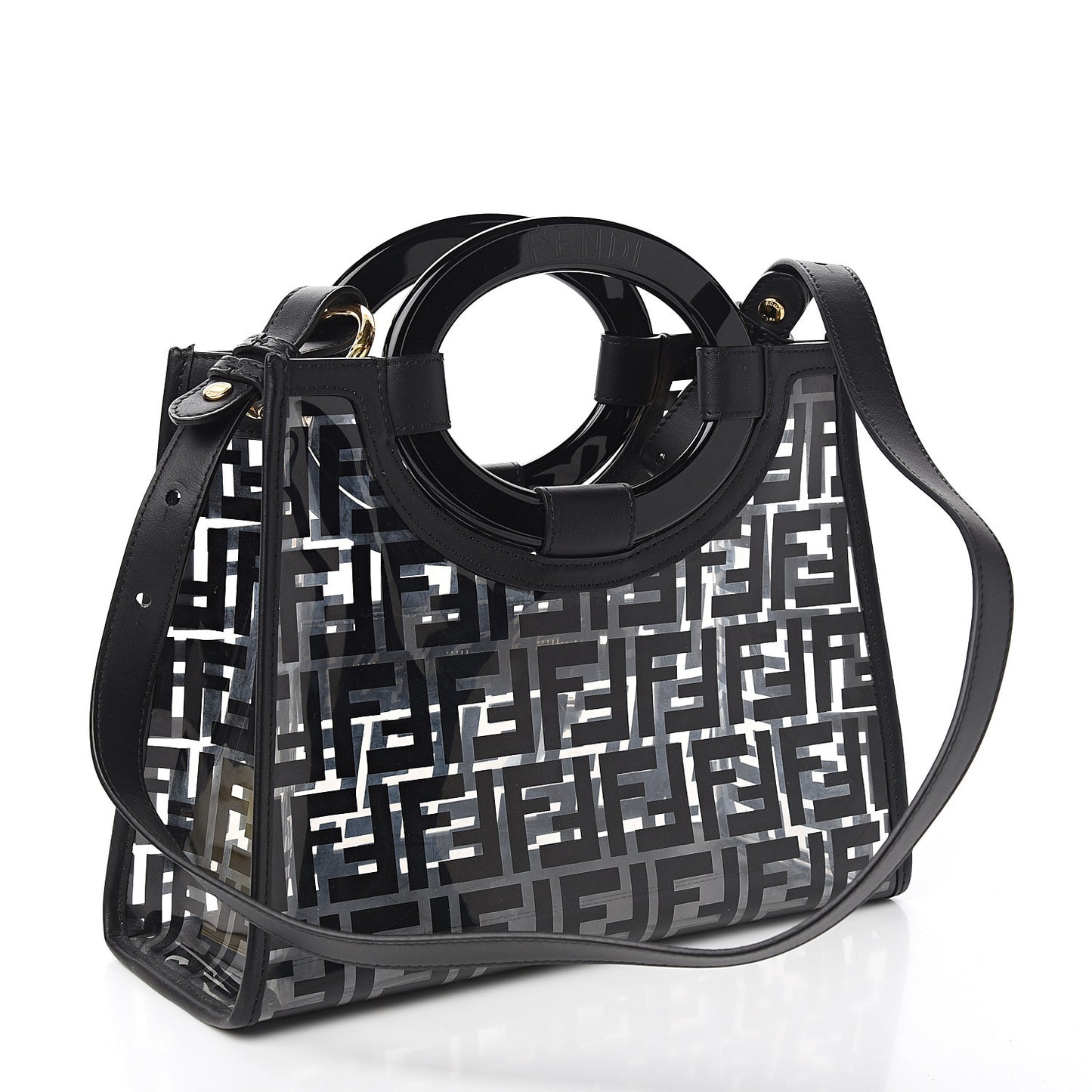 TPU FF Vitello Century Plexiglass Small Runaway Shopper Tote Black