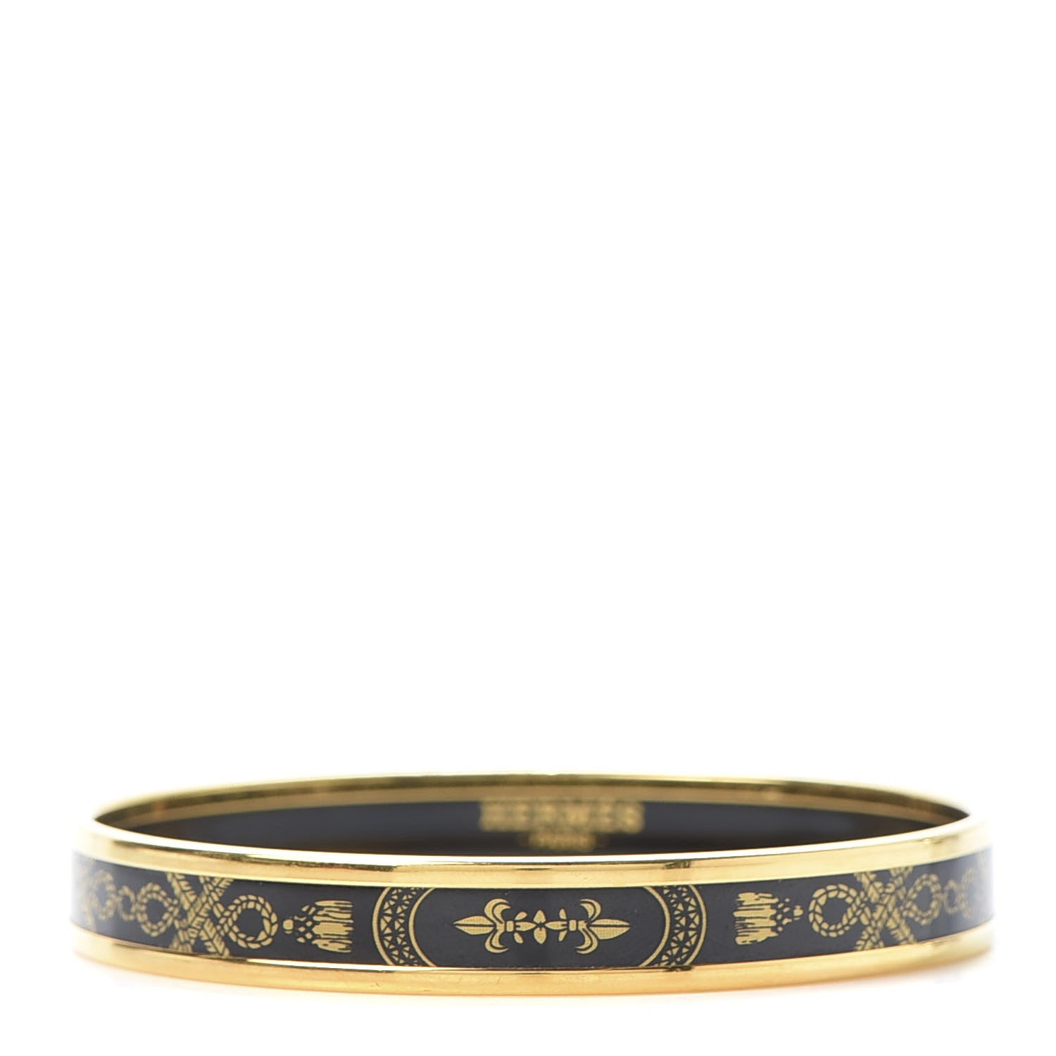 Hermes Enamel Printed Narrow Grand Apparat Bracelet 65 Black 1 of 4