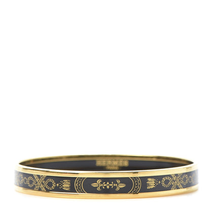 Hermes Enamel Printed Narrow Grand Apparat Bracelet 65 Black 1 of 4