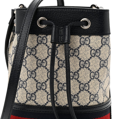 Gucci GG Supreme Monogram Web Mini Ophidia Bucket Bag Beige Blue 7 of 9