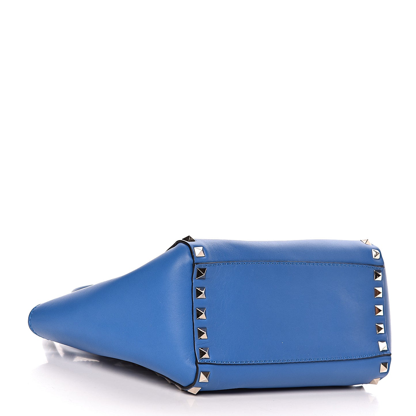 Vitello Mini Rockstud Double Handle Tote Light Sapphire