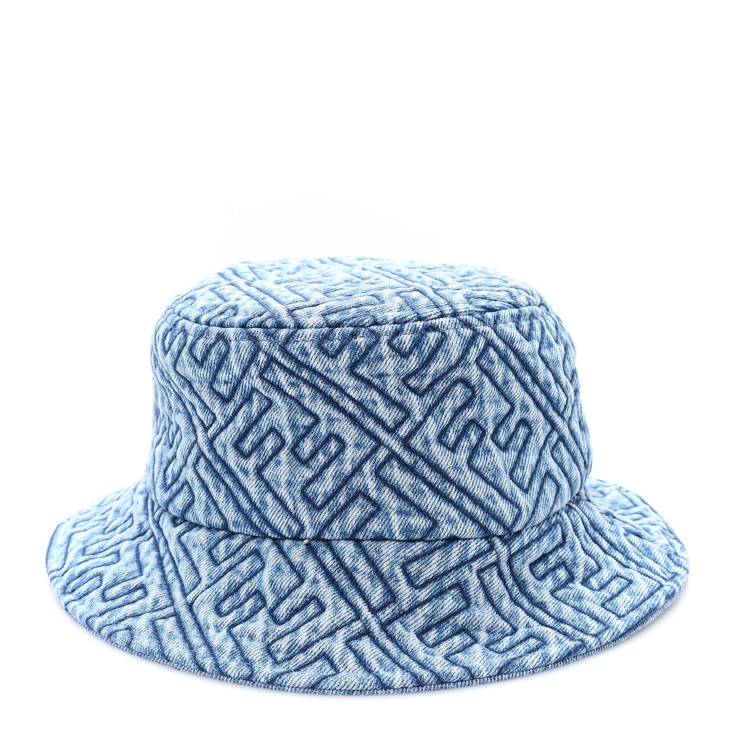 Denim Embroidered FF Bucket Hat M Blue
