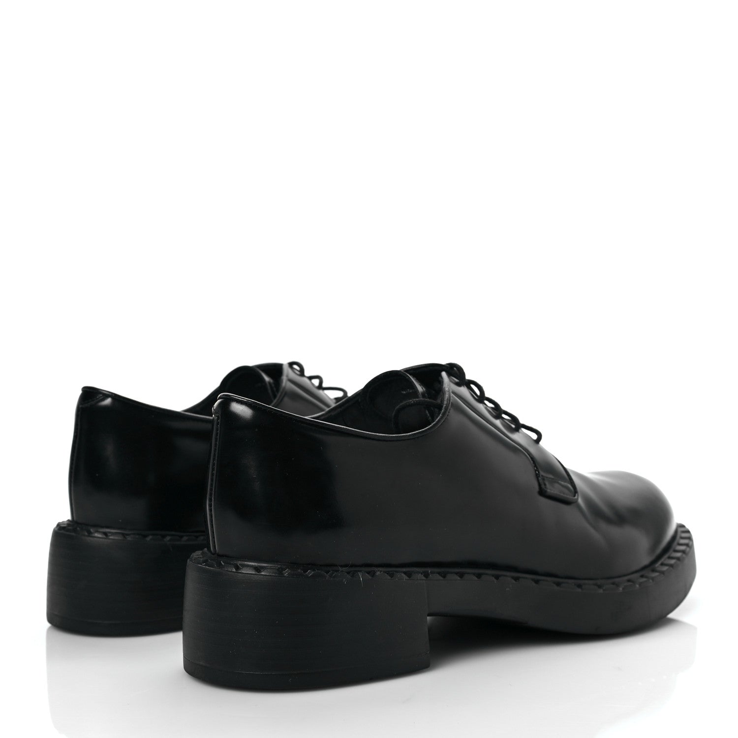 Prada Spazzolato Lace Up 50mm Loafers 39.5 Black 4 of 7