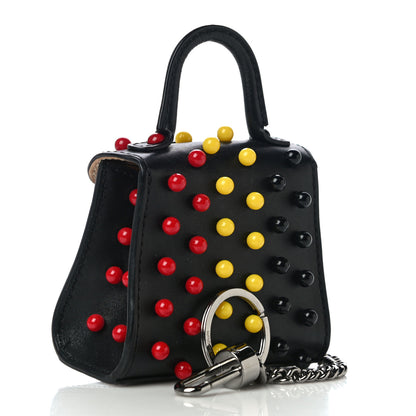 Delvaux Calfskin Studded Anvers Mini Brillant Bag Charm Black 3 of 9