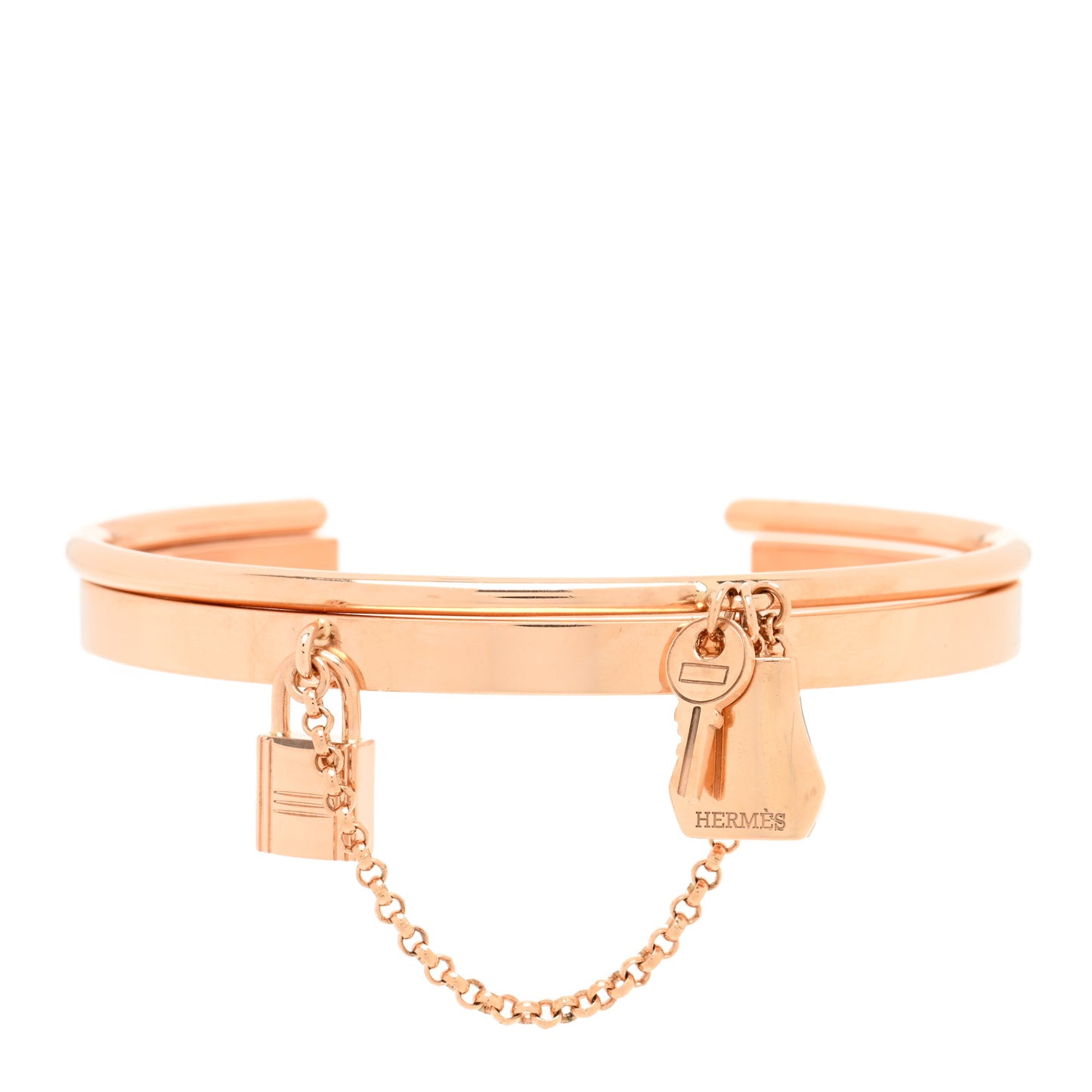 18K Rose Gold PM Kelly Clochette Double Cuff Bracelet SH