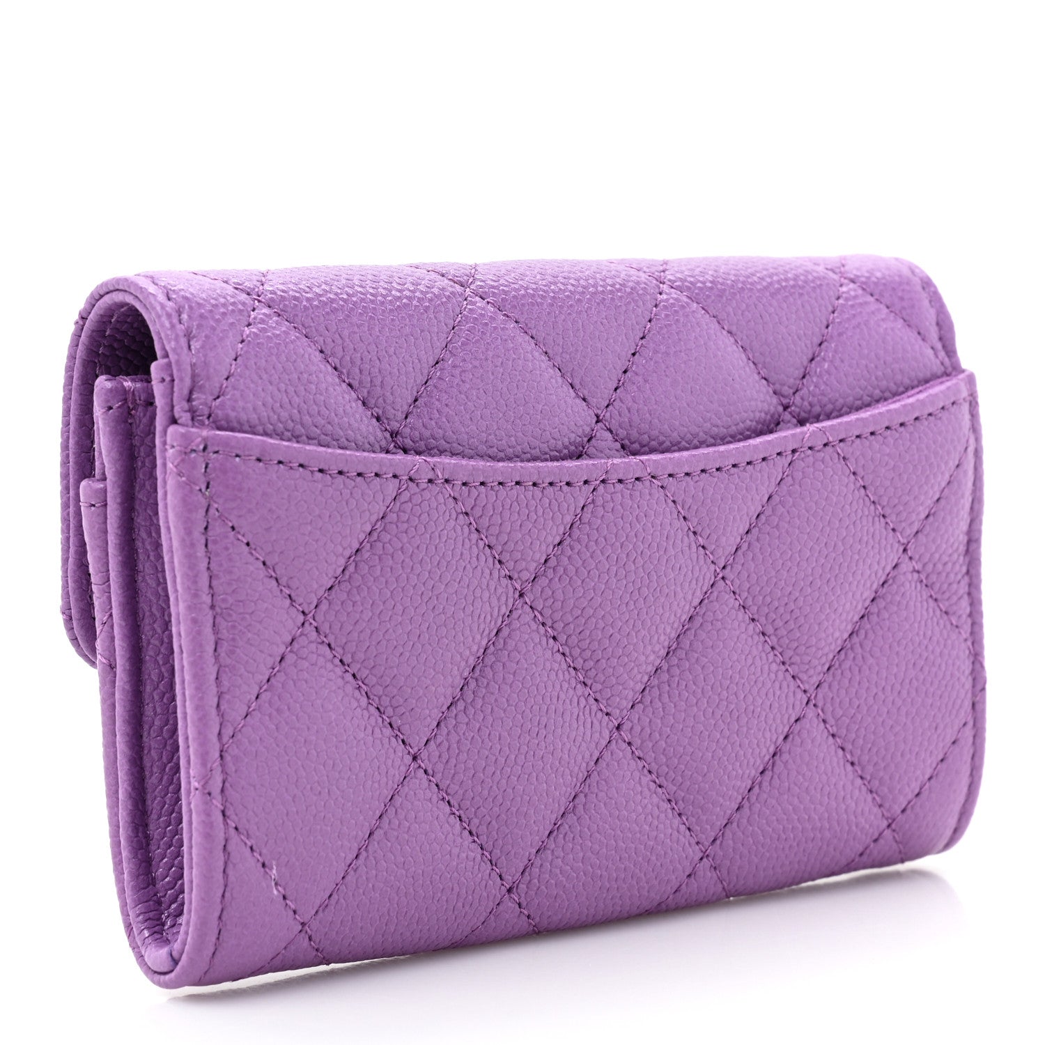 Chanel Caviar Quilted Flap Card Holder Wallet Purple 3 of 11