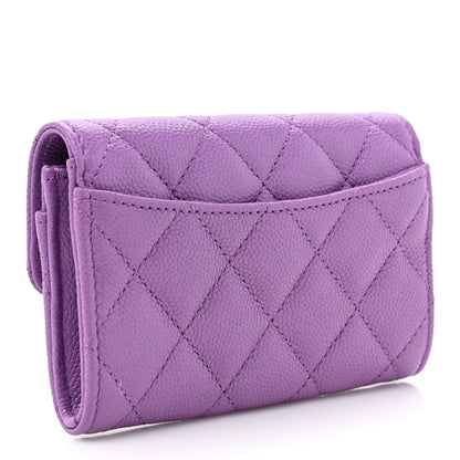 Chanel Caviar Quilted Flap Card Holder Wallet Purple 3 of 11