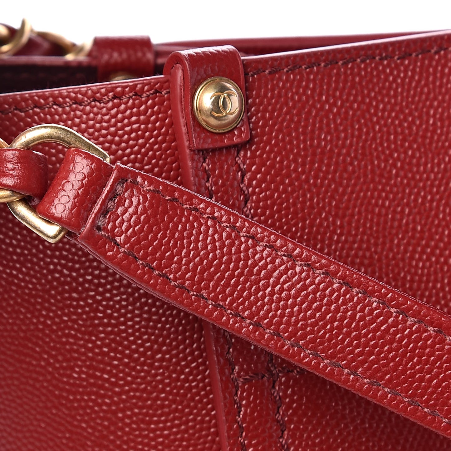 Caviar Small Studded Deauville Tote Red
