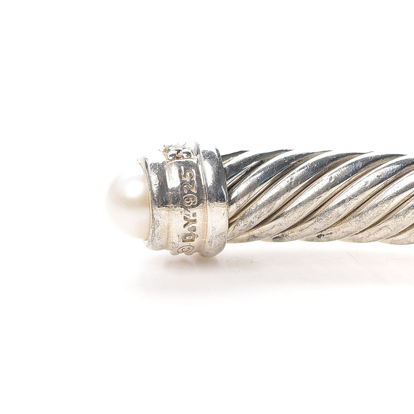 Sterling Silver Diamond Pearl 5mm Cable Classics Bracelet