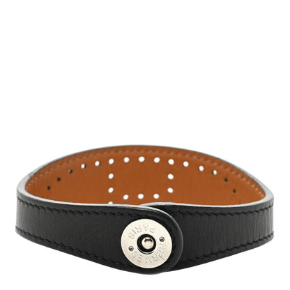 Hermes Calfskin Reversible Perforated H Bracelet S Black 3 of 6