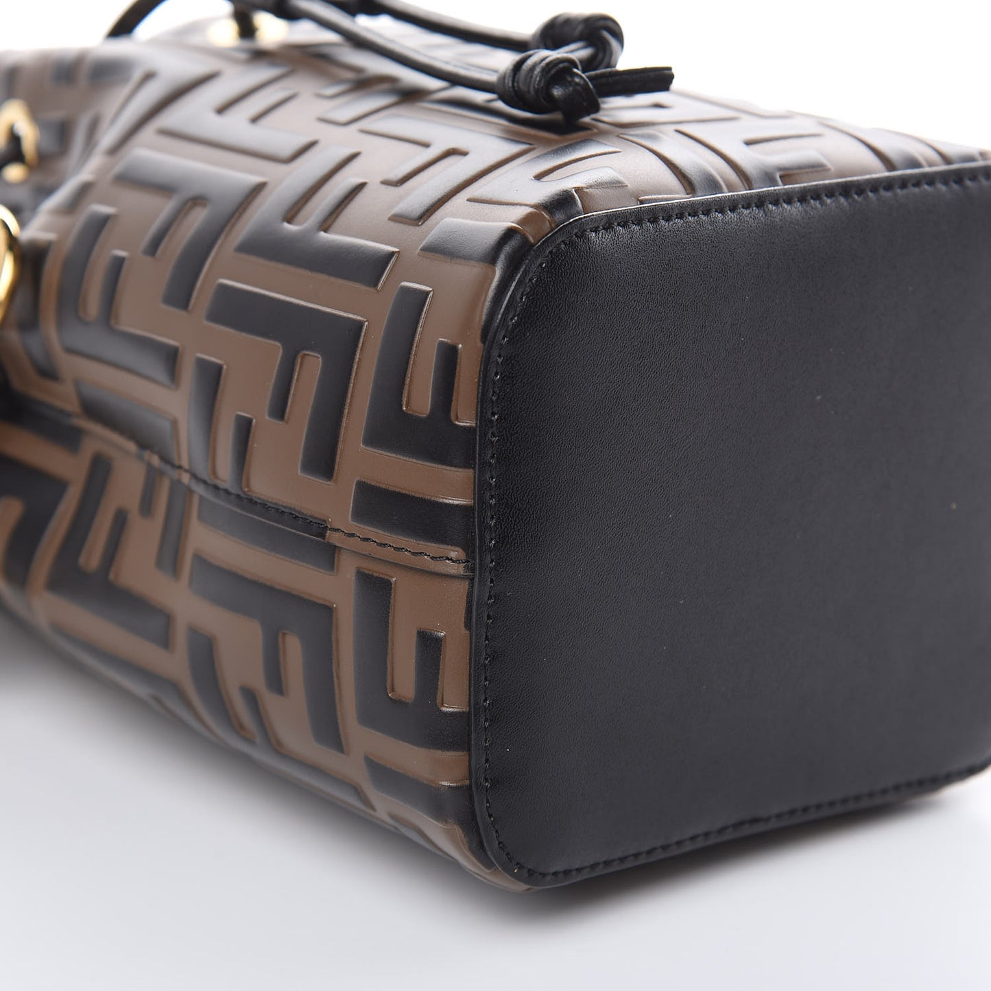 Vitello Liberty F is Fendi Bi-Color FF 1974 Embossed Mini Mon Tresor Bucket Bag Maya Black