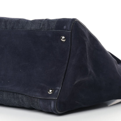 Prada Denim Suede Scamosciato Twin Pocket Tote Bleu 12 of 17