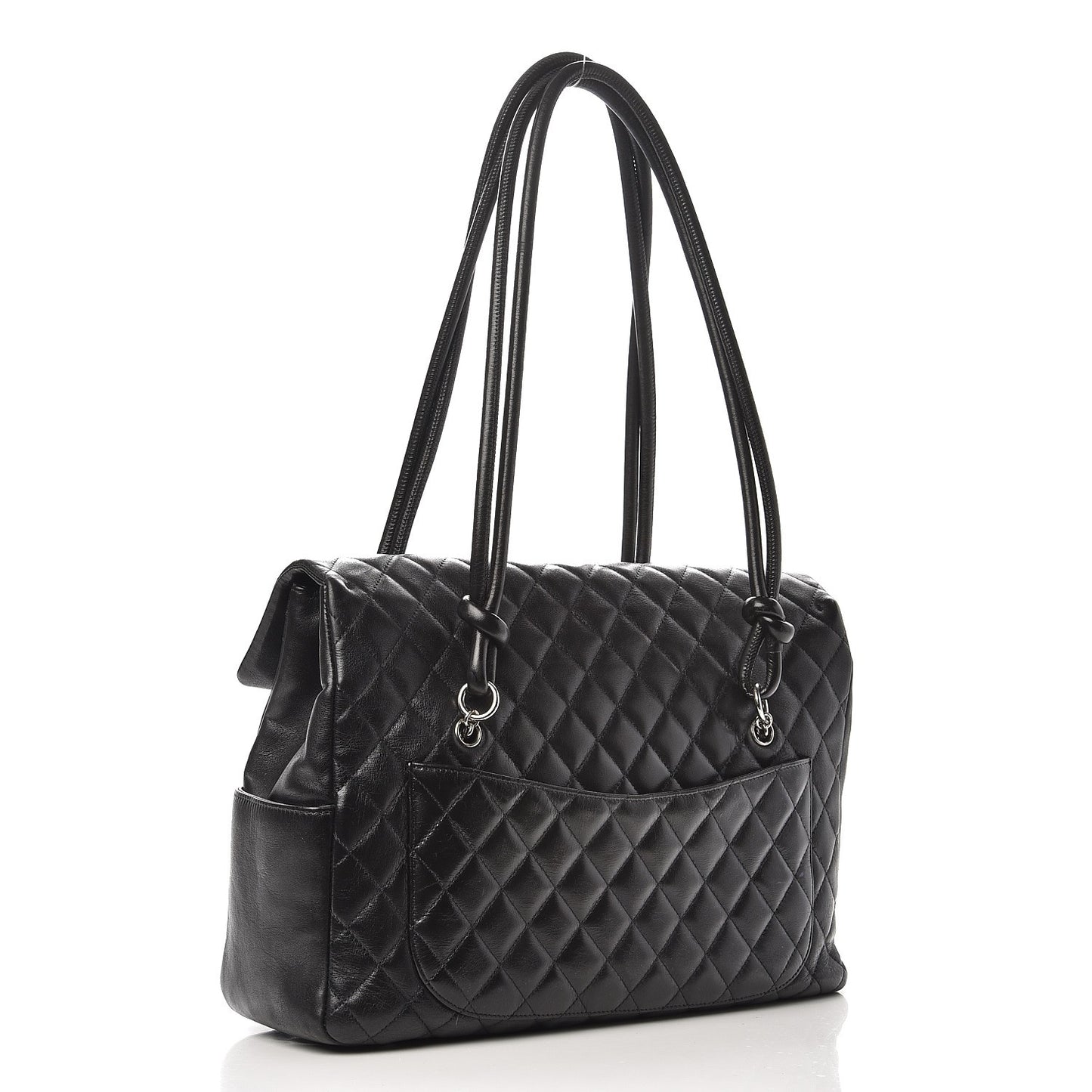 Calfskin Quilted Large Cambon Flap Black