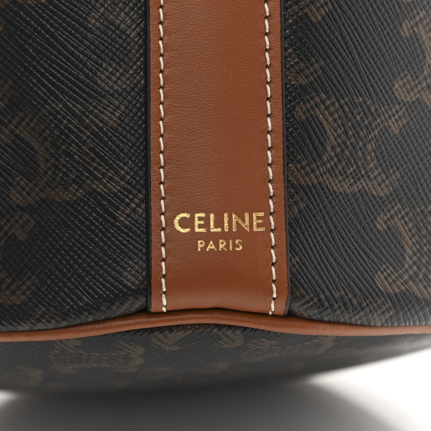 Celine Triomphe Canvas Calfskin Small Drawstring Bucket Bag Tan 6 of 10