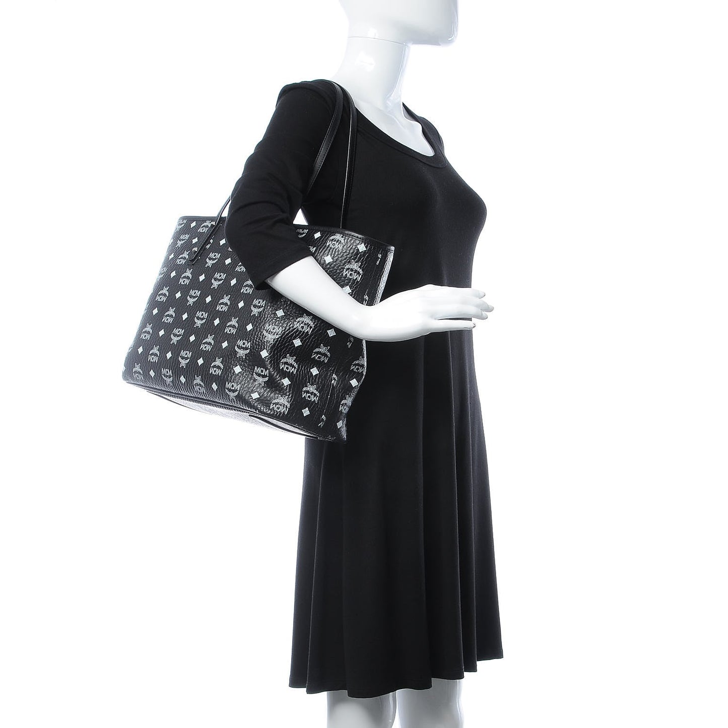 Visetos Medium Anya Zip Top Shopper Tote Black