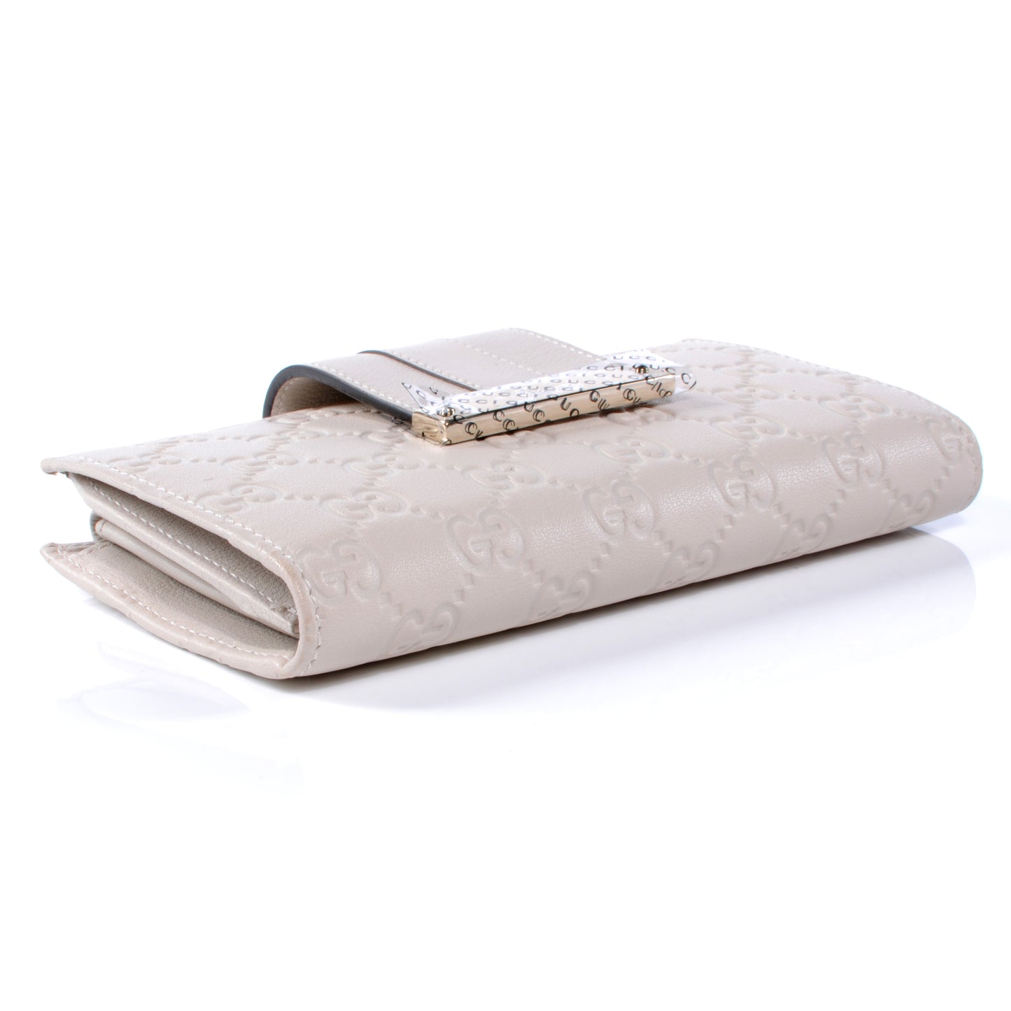 Guccissima Ladies Web Long Wallet Off White