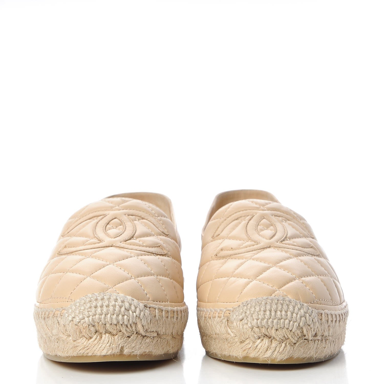 Chanel Lambskin Quilted CC Espadrilles 38 Beige 2 of 11