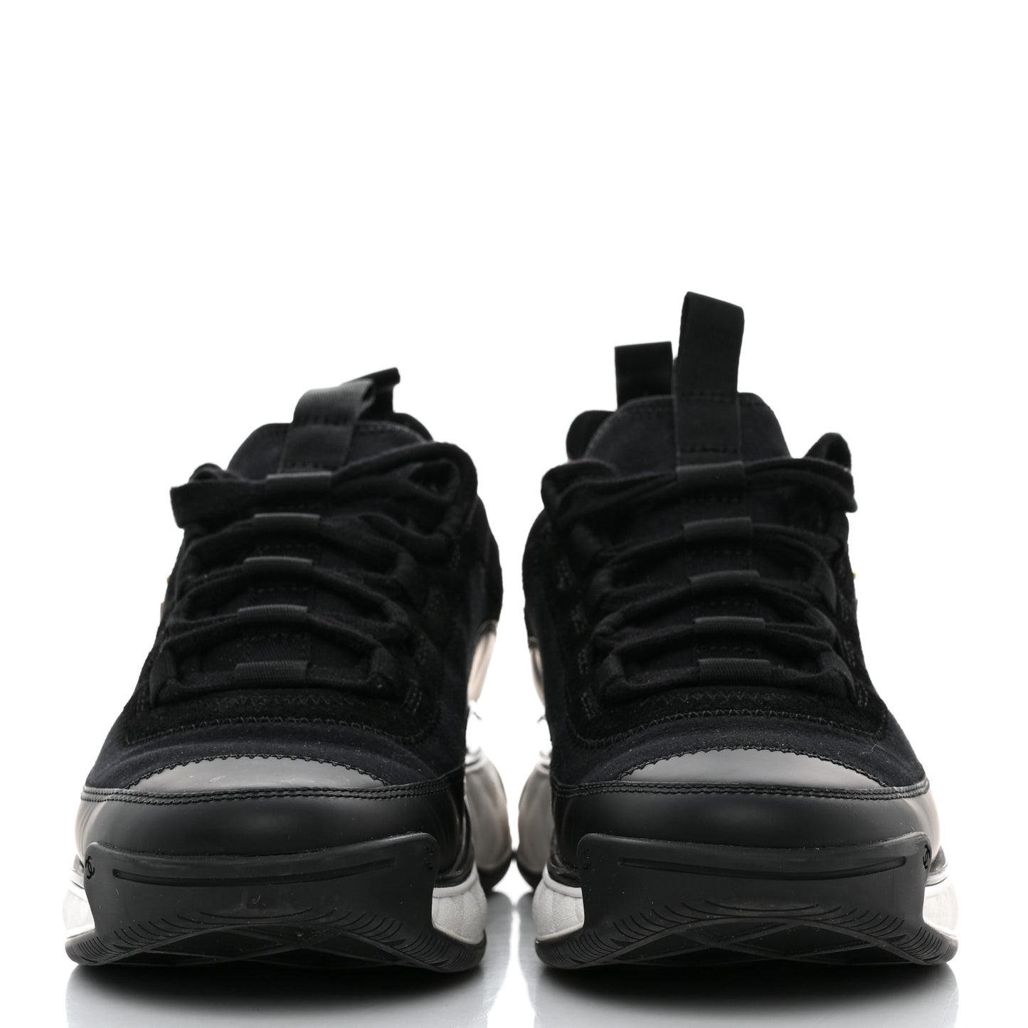 Velvet Calfskin Mixed Fibers CC Sneakers 38 Black