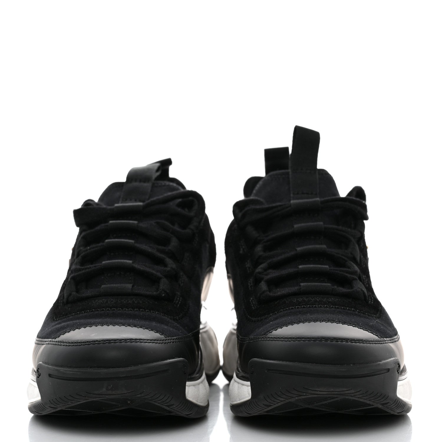 Chanel Velvet Calfskin Mixed Fibers CC Sneakers 38 Black 2 of 9