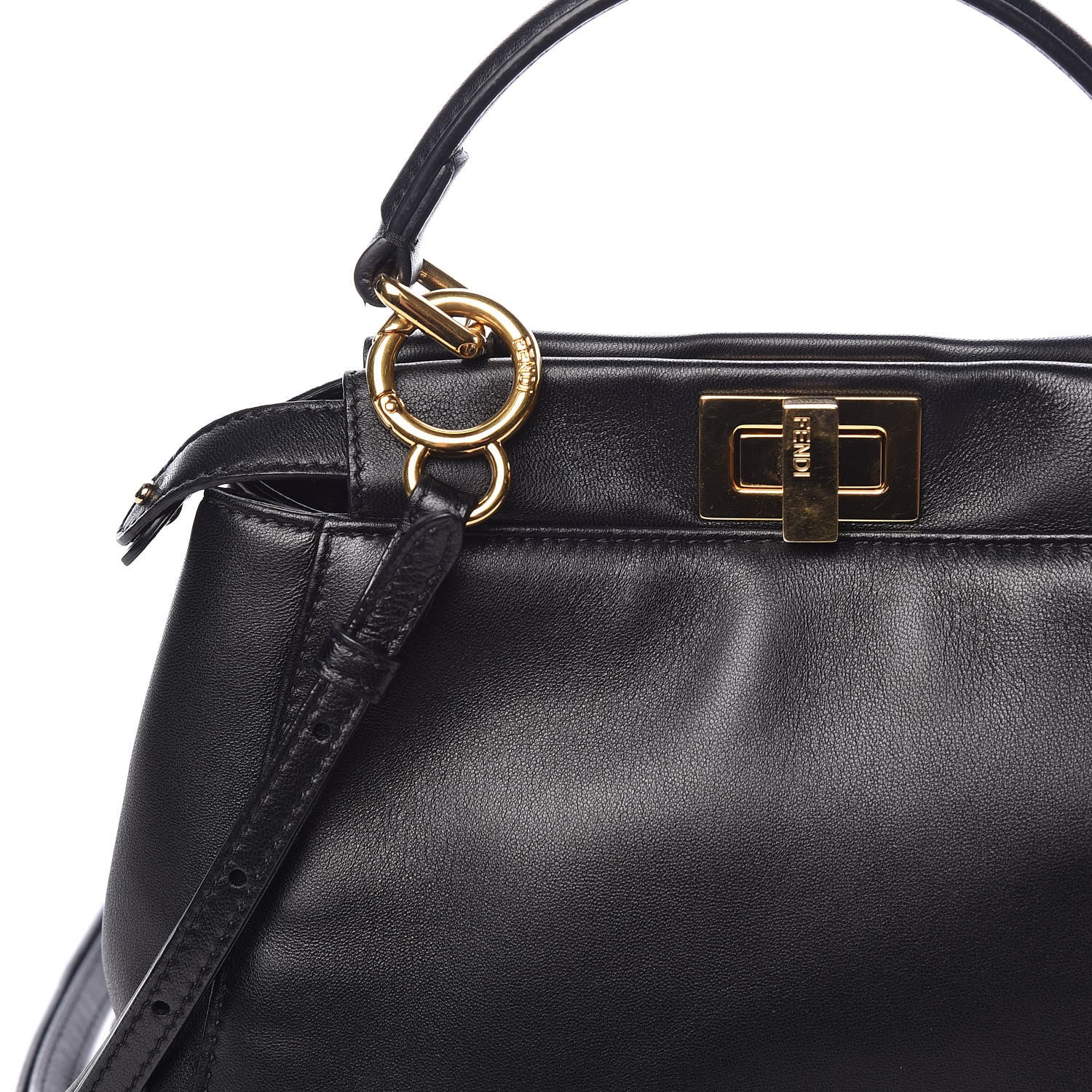 Fendi Nappa Mini Peekaboo Iconic Satchel Black 10 of 12