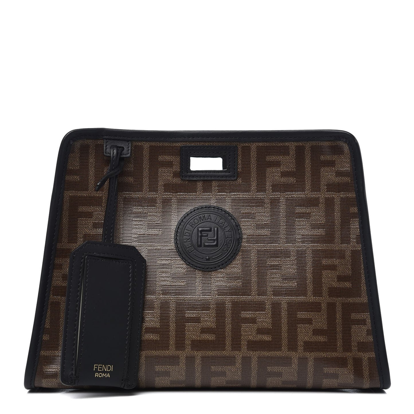Glazed Fabric Vitello Century FF 1974 Stamp Patch Mini Peekaboo Defender Cover Mogano Panna Black