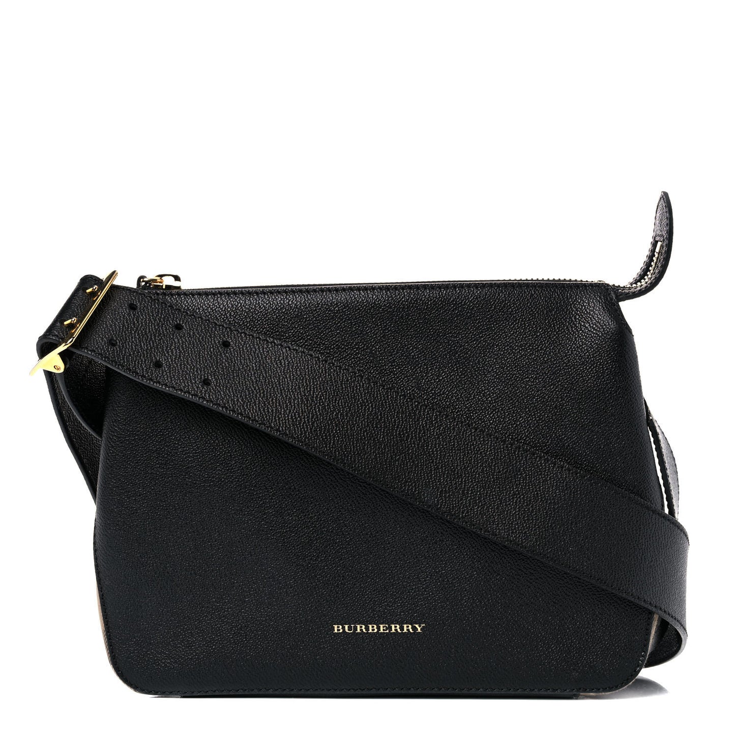 Soft Grain Calfskin House Check Small Helmsley Crossbody Black