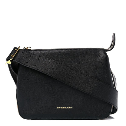 Burberry Soft Grain Calfskin House Check Small Helmsley Crossbody Black 1 of 17