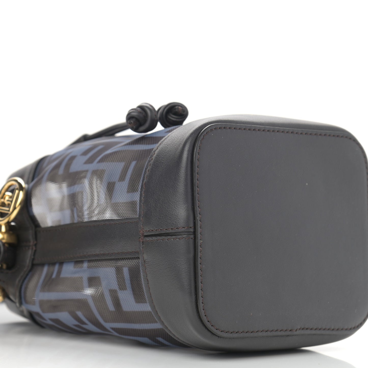 Mesh Vitello Grace F is Fendi FF 1974 Mini Mon Tresor Bucket Bag Azzurro Black Ebano