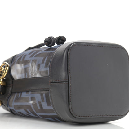 Fendi Mesh Vitello Grace F is Fendi FF 1974 Mini Mon Tresor Bucket Bag Azzurro Black Ebano 9 of 10